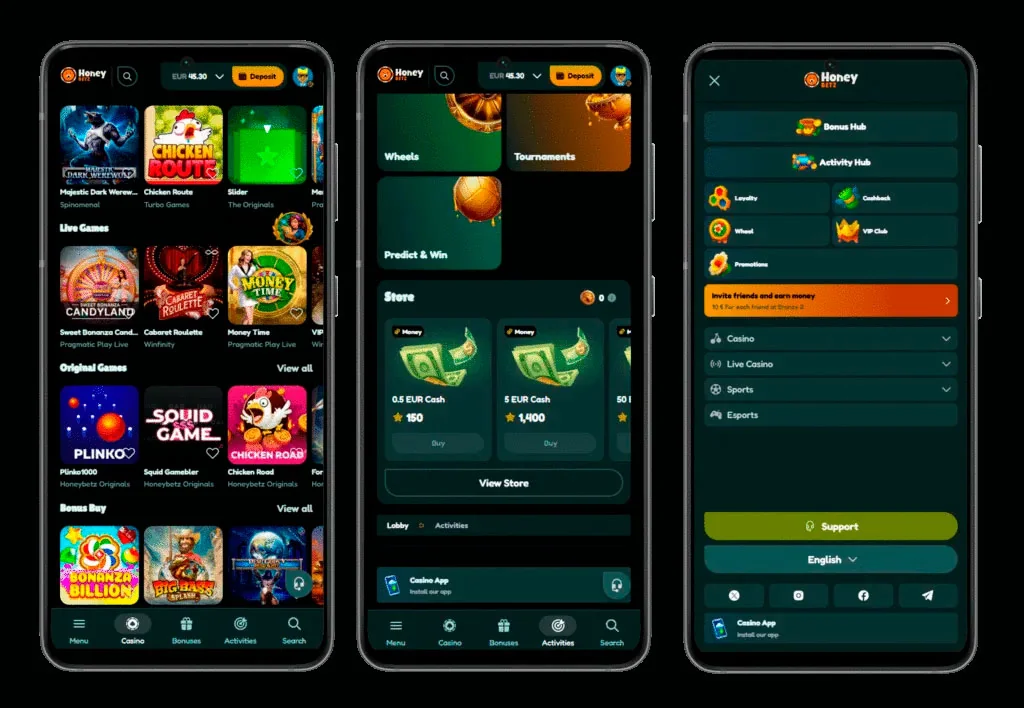 Mobilne aplikacije HoneyBetz Casino